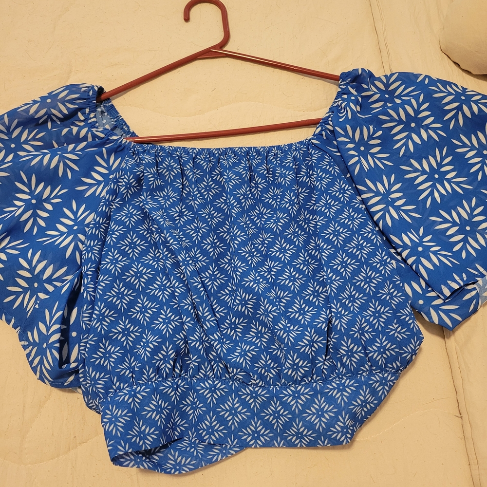 Flying Tomato Blue and White Floral Blouse